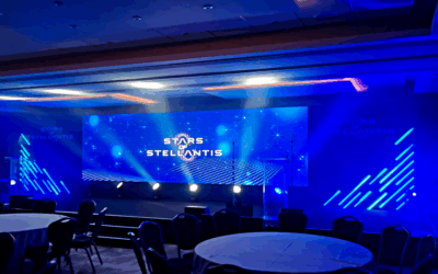 Awards Lighting On Event Production Company | Live, Hybrid and Virtual Event Production | Stars of Stellantis awards stage and lighting